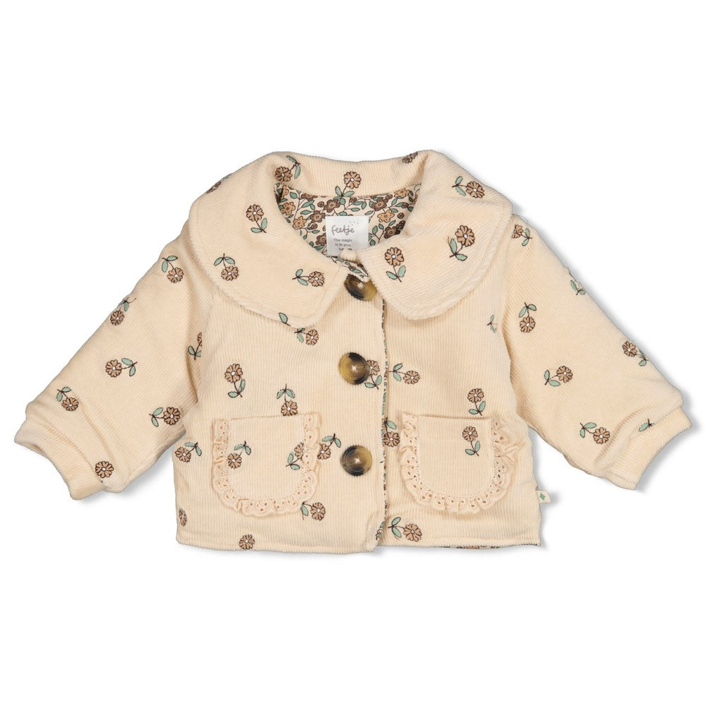Veste bébé fille velours côtelé fleuri Oriane