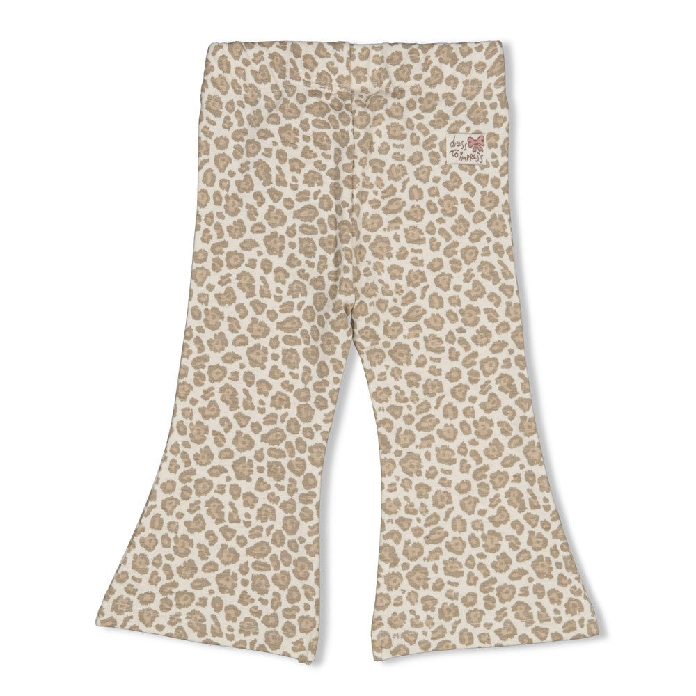 Pantalon flare fille léopard beige Ombeline