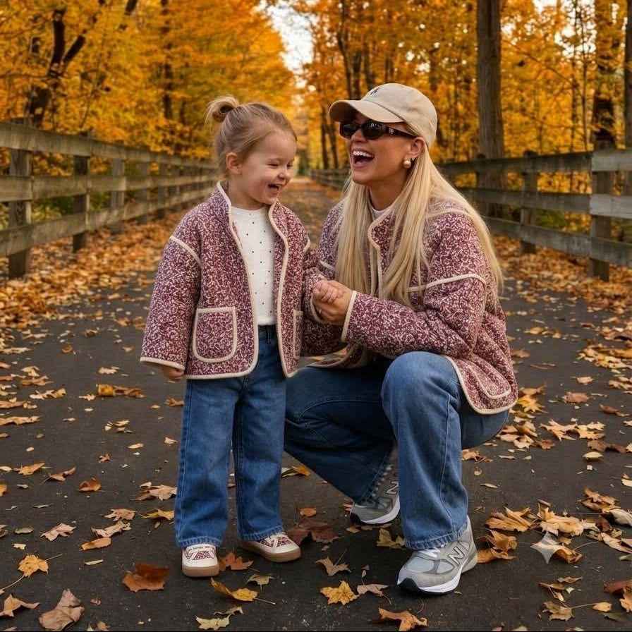 Veste matelassée fille fleurie prune Isaline