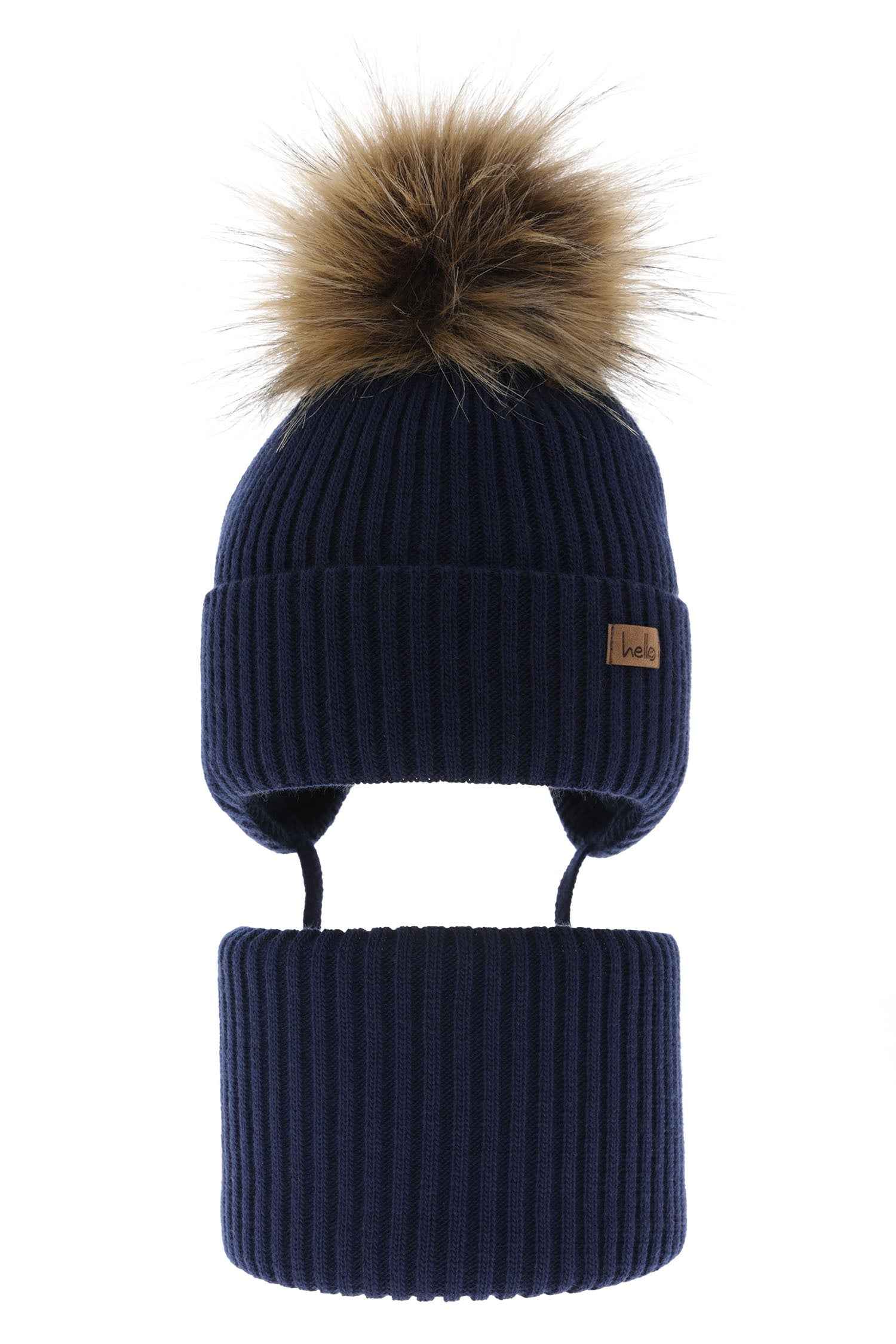 Ensemble bonnet et snood avec pompon garçon