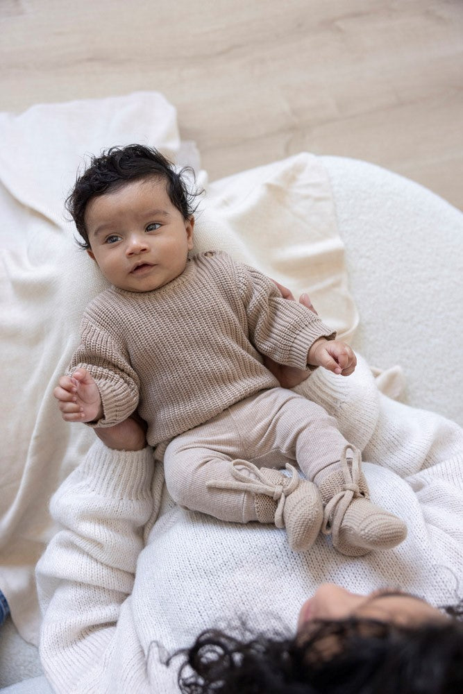 Pull bébé garçon beige en maille Marceau