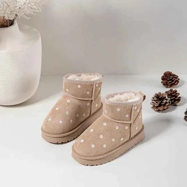 Boots fourrées beige fleurs