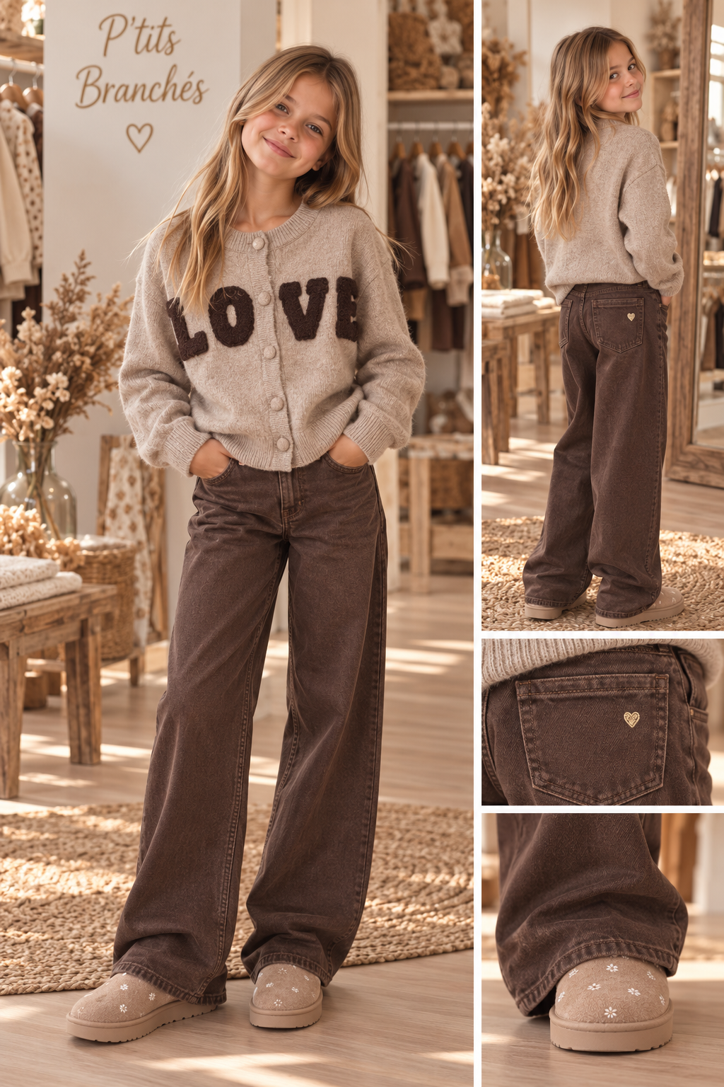 Gilet fille beige LOVE chocolat Faustine