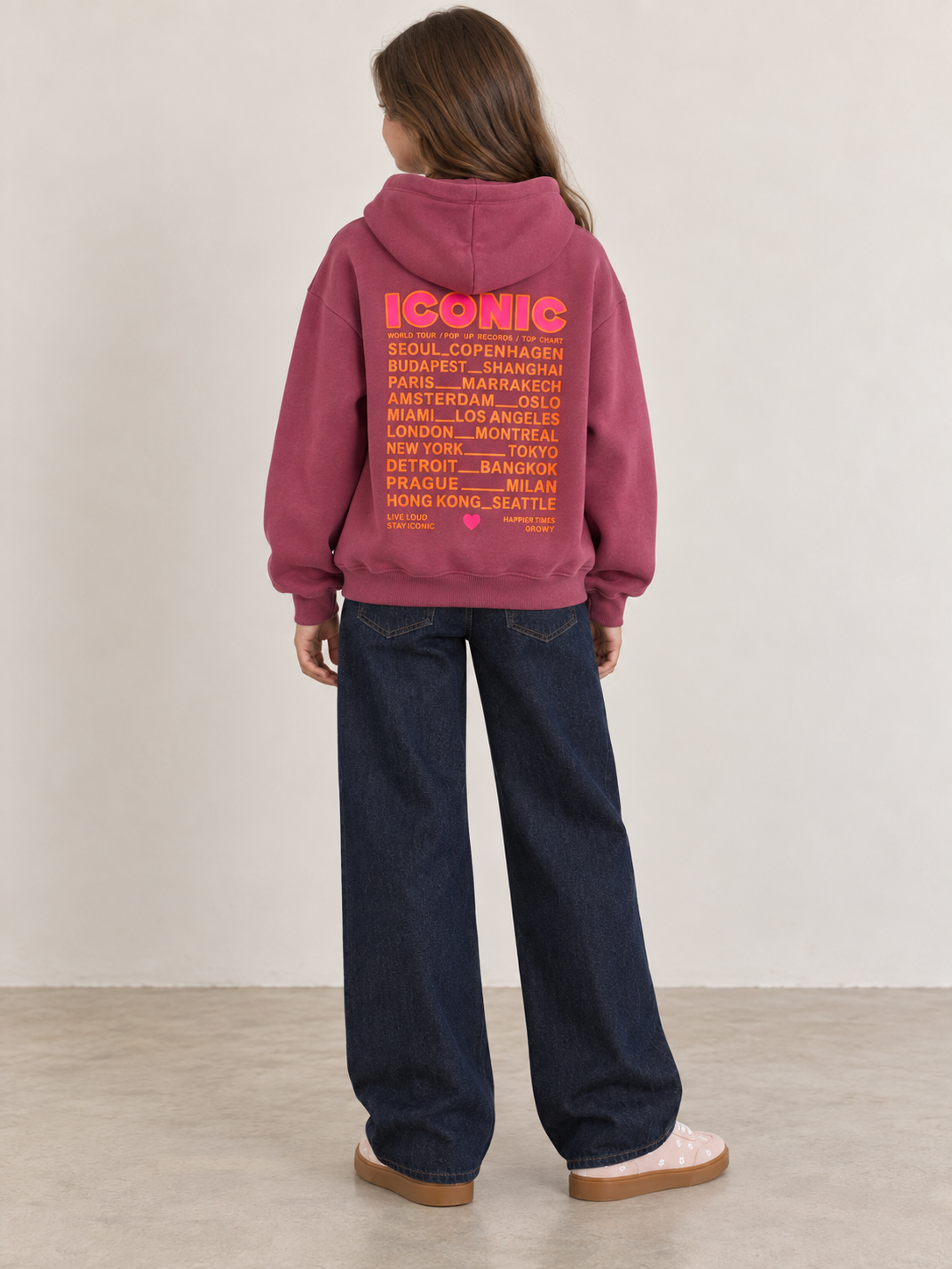 Sweat à capuche fille Myléa prune – ICONIC