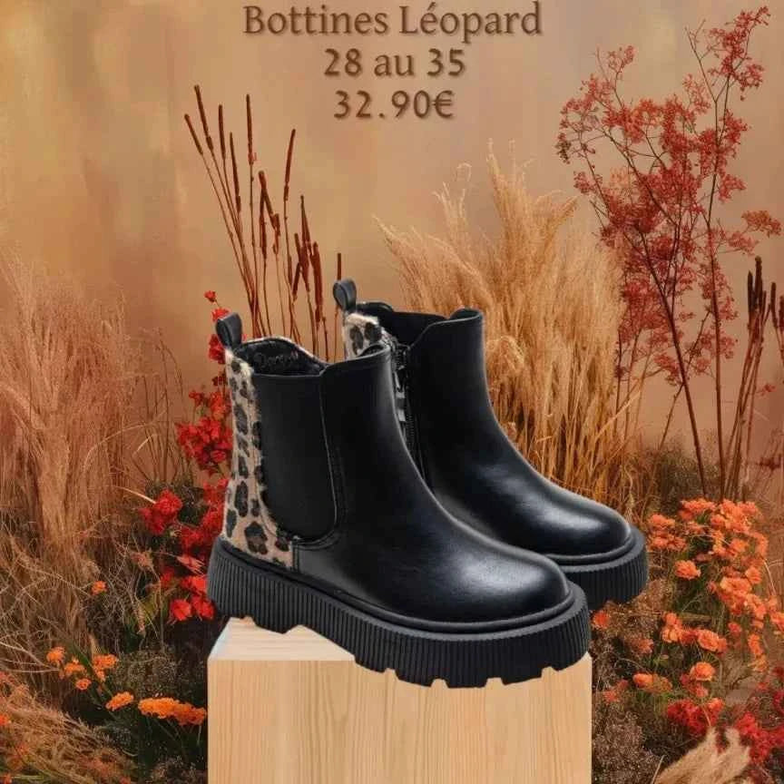 Bottines léopard noir