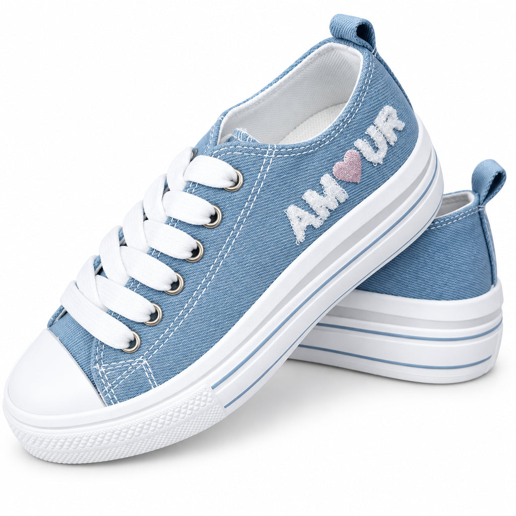 Basket toile jean amour