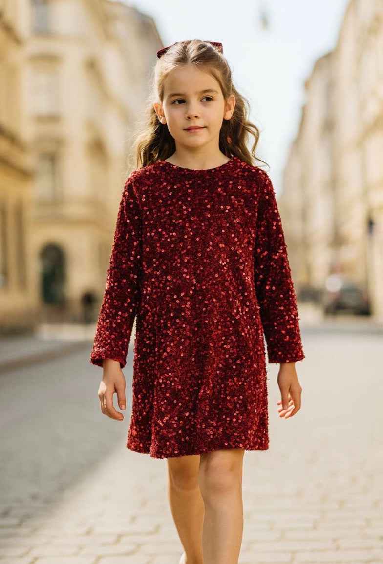 Robe de fête fille bordeaux