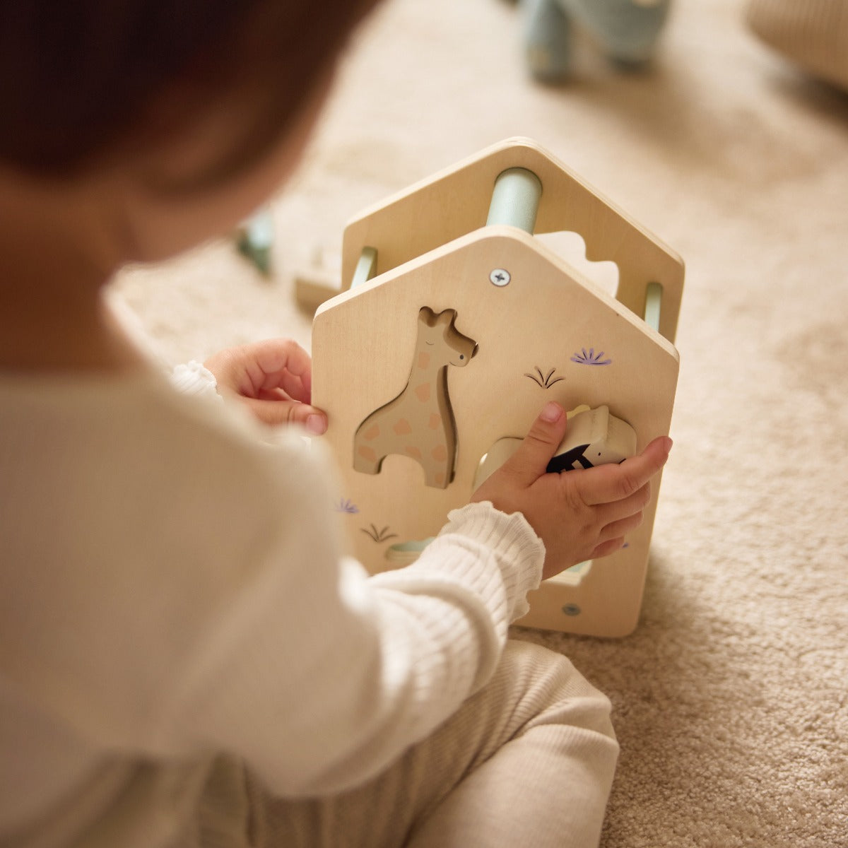 Boîte de tri en bois – Animaux de la savane