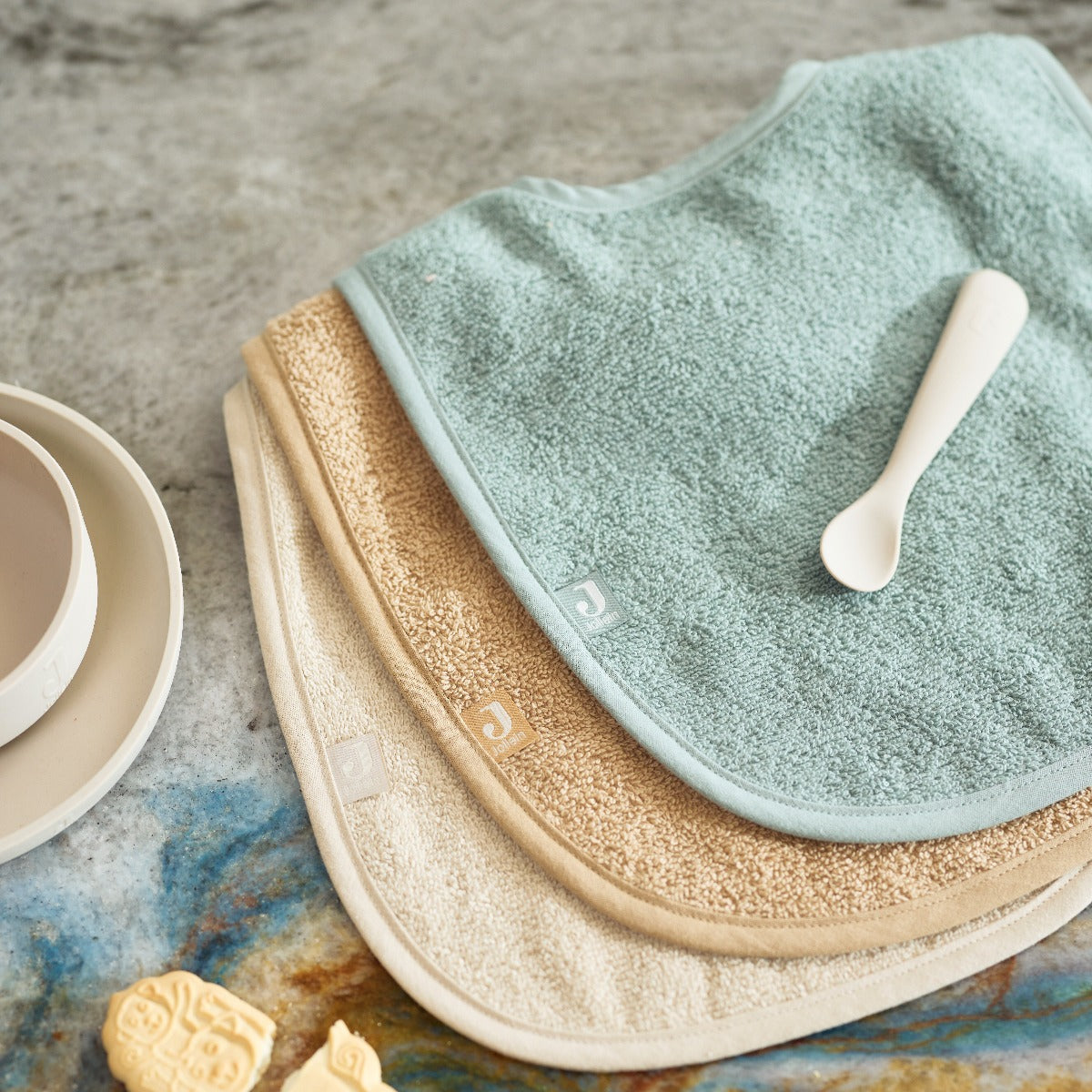 Lot de 3 bavoirs éponge